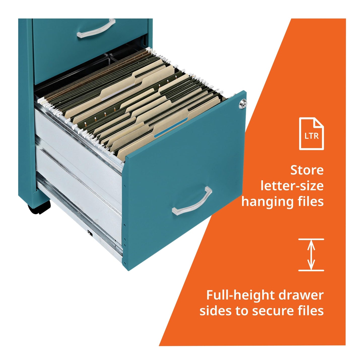 Lorell LYS SOHO File/File Mobile Cabinet, Teal