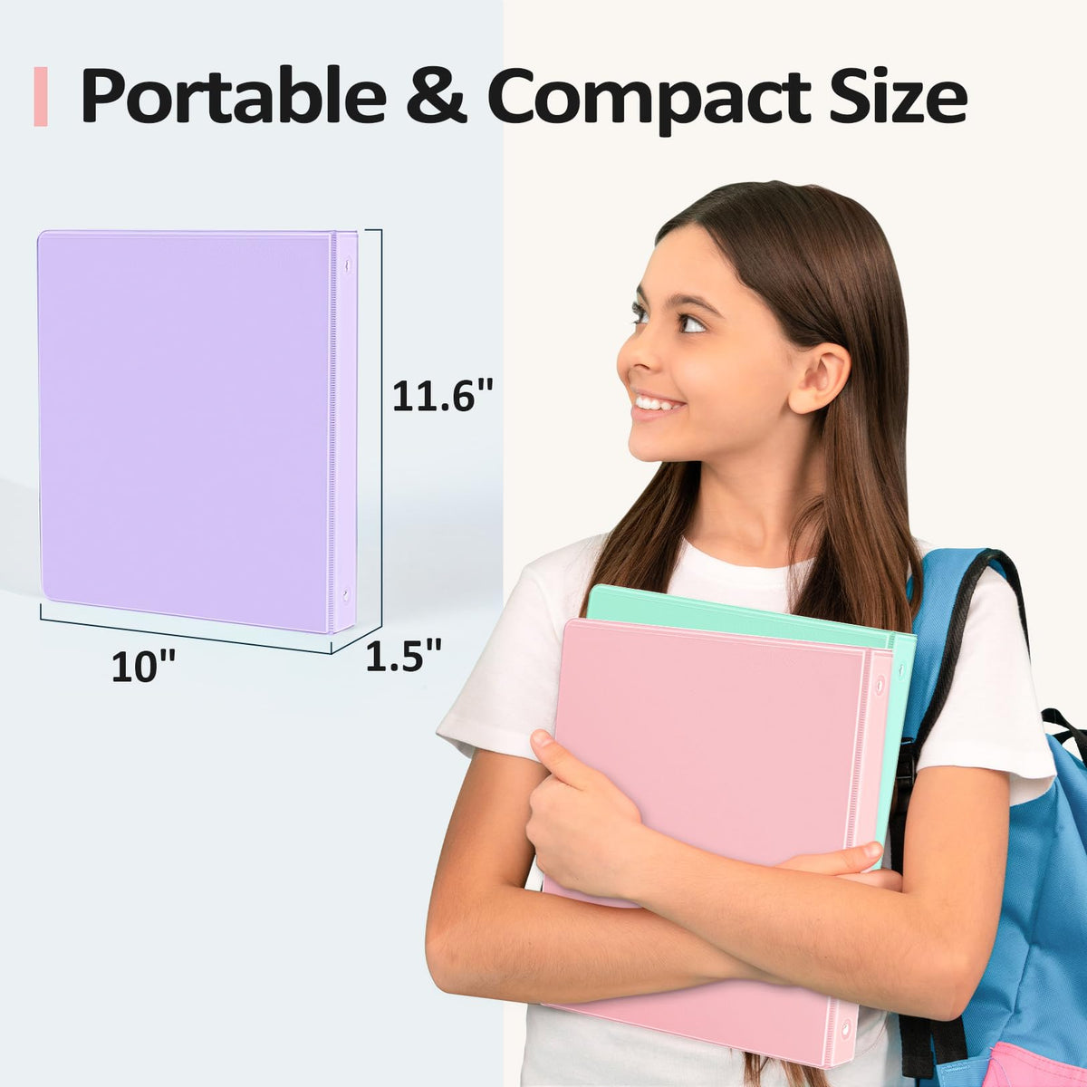 4 Pack Extra Durable 3 Ring Binders 2 Inch, Sooez 2” Three Ring Binder, Eco-Friendly & PVC Free, Customizable Clear View Cover for Letter Size 8.5 x 11 Paper, Pastels School Office Supplies for Girl