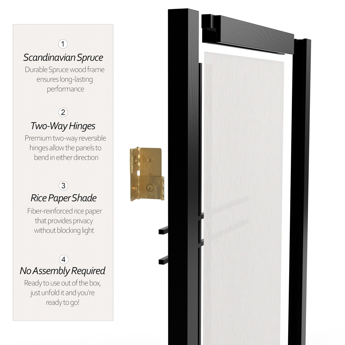 2 ft. Short Desktop Double Cross Shoji Screen - Black - 3 Panels