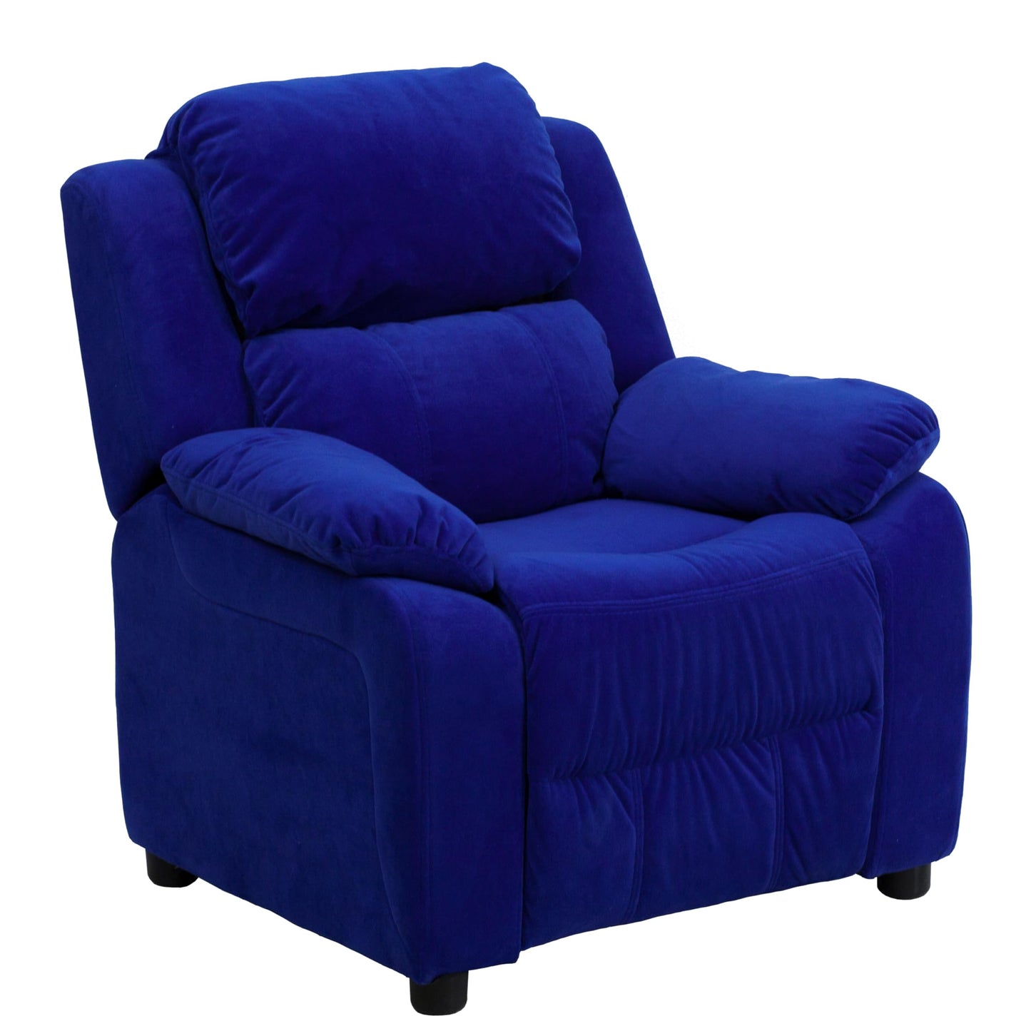 Flash Furniture Charlie Microfiber Kids Recliner with Flip-Up Storage Arms and Safety Recline, Contemporary Reclining Chair for Kids, Supports up to 90 lbs., Blue
