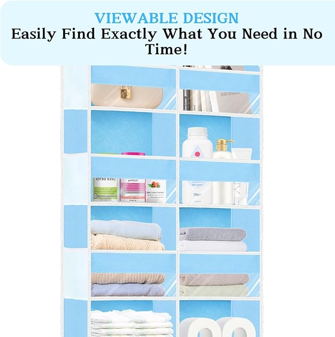 Over The Door Organizer 6 Tiers, Extra Large Behind Door Storage of 12