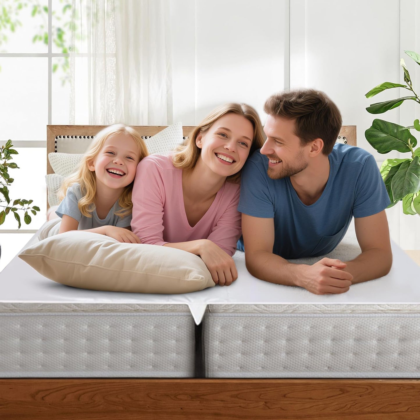 LIFVEAN Upgrade 3-in-1 Bed Bridge, Twin to King Bed Converter with Sheet Strap Set, Split King Gap Filler, Removable