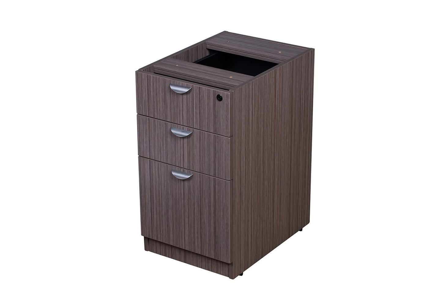Boss Office Products 71 Inch Executive U-Shape Desk with File Storage Pedestal and 4 Door Hutch, Driftwood