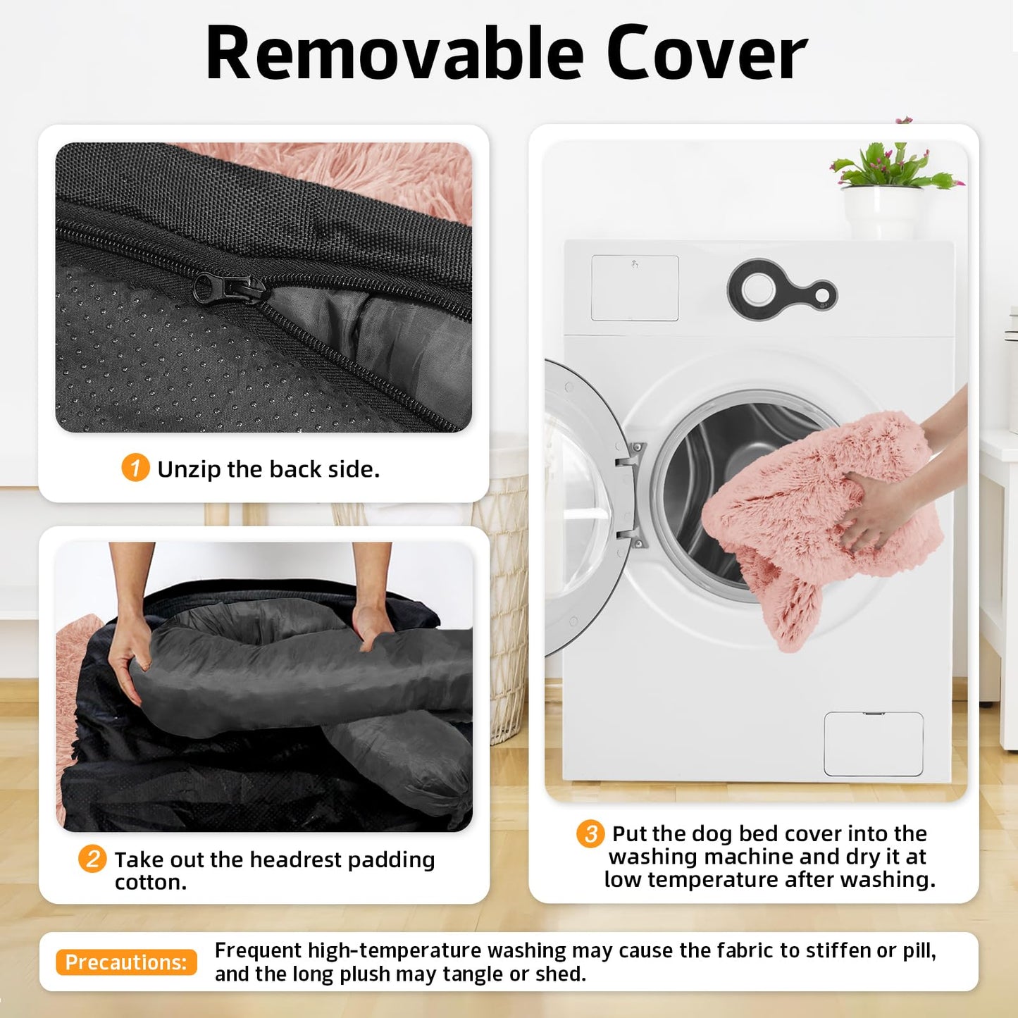 GGIB Calming Dog Bed Fluffy Plush Dog Mat for Furniture Protector with Removable Washable Cover for Large Medium Small Dogs and Cats (Large, Pink)