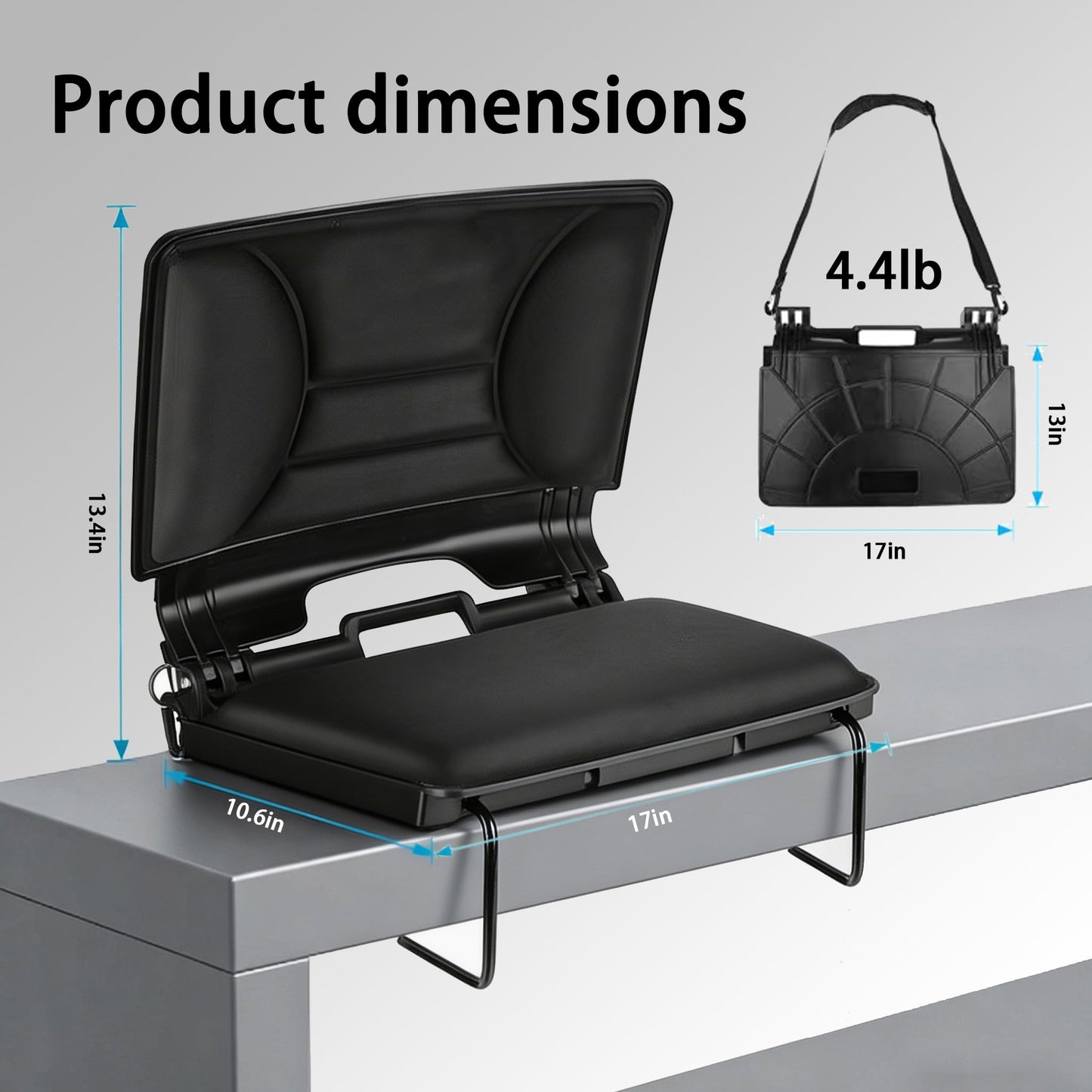 Enkarsen Stadium Seats for Bleachers with Back Support, 2-in-1 Ergonomic Office Desk Chair Cushion & Padded Bleacher Seat, Auto-Adjusting Lumbar Support Flex Back, Lightweight Sports Bench Chair