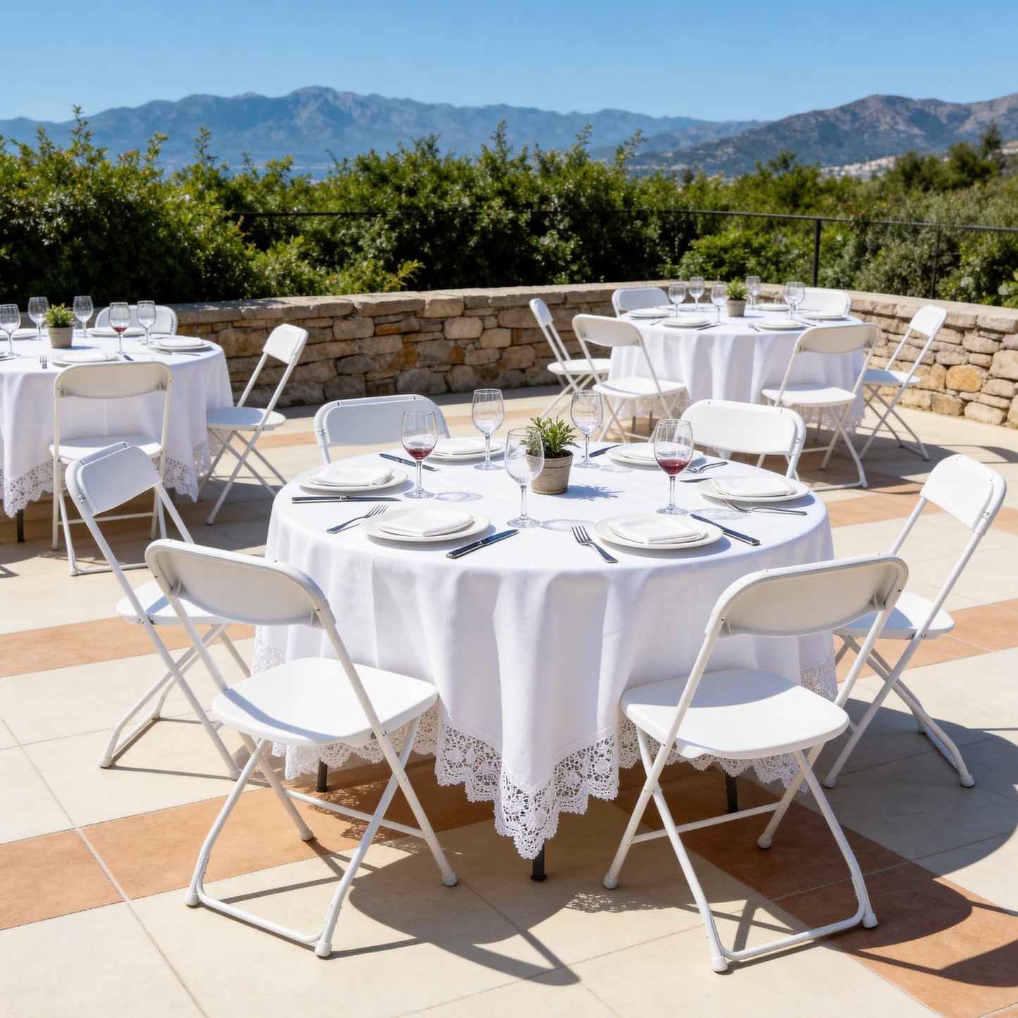 FurniEdge 4 Pack White Plastic Folding Chairs, Outdoor Portable Folding Chair with Steel Frame, 350lbs Capacity Stackable Foldable Chairs for Patio, Garden, Picnic, Kitchen, Events
