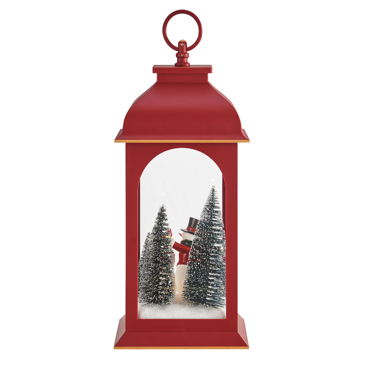 Danya B. Tabletop Red Christmas Snowman Winter Scene Diorama Lighted Lantern Decoration