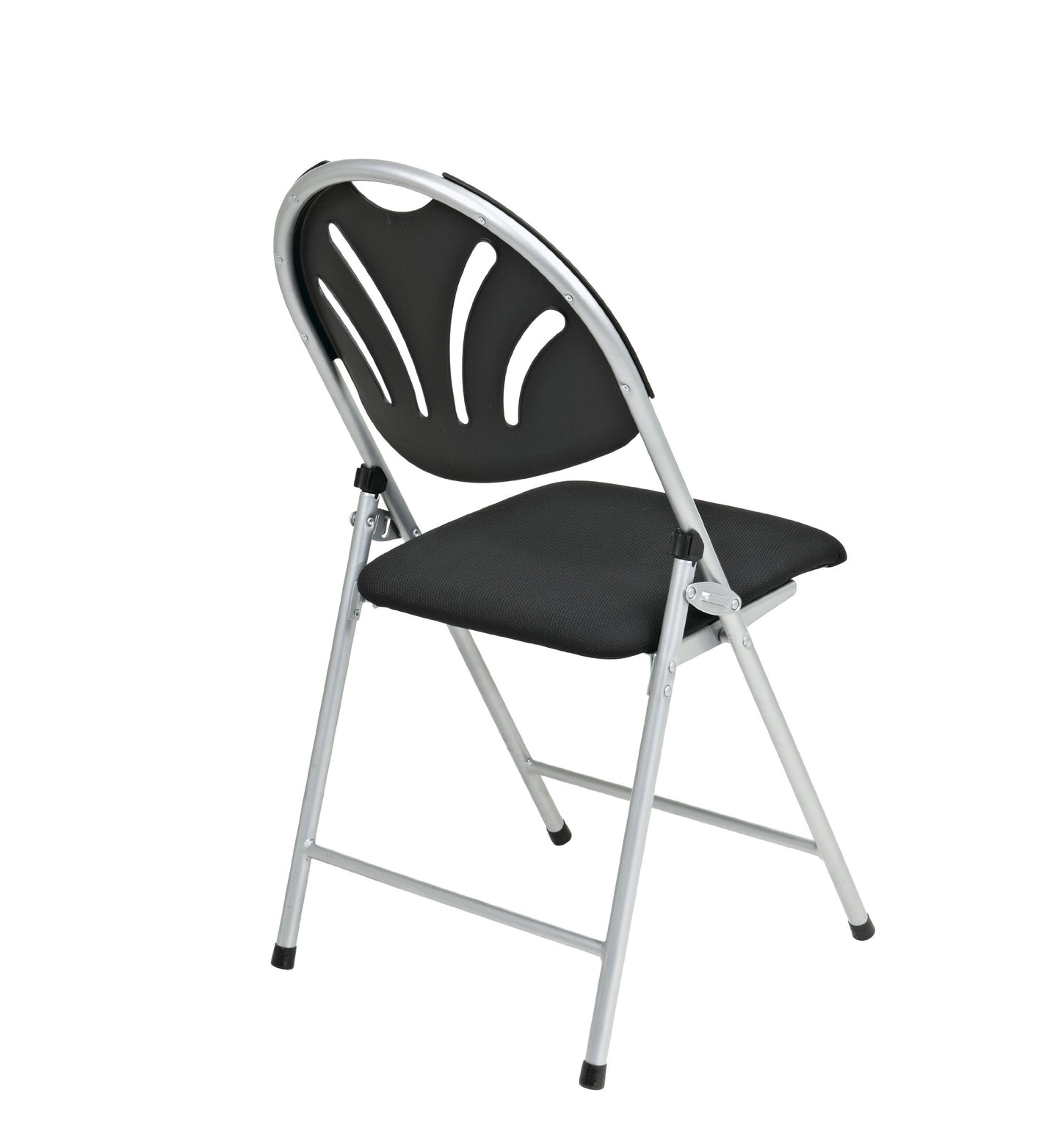 Office Star FC Series 4-Pack Folding Chairs with Ventilated Plastic Back and Padded Mesh Seat, Black Seat and Silver Frame