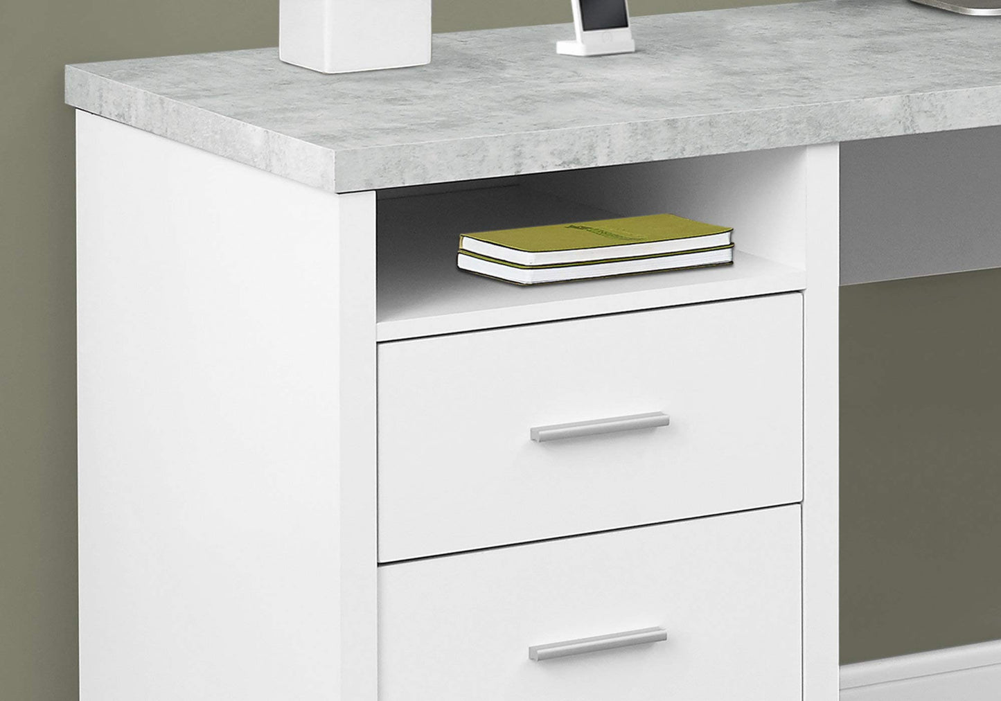 Monarch Specialties Computer Desk Left or Right Facing White / Cement-Look 80"L