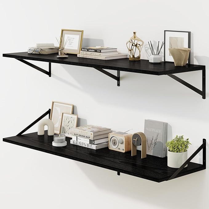 Fun Memories Floating Shelves for Wall, 12 Inch Deep Floating Shelves Set of 2