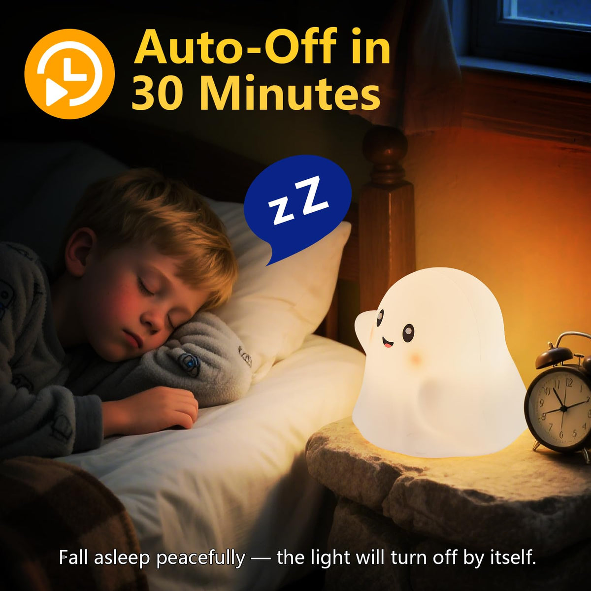 nextanG RGB Ghost Night Light – Color-Changing Tap Control Fun Toy for Kids, Soft Squishy Silicone Lamp with Sounds, Dimmable Rechargeable Bedside & Table Lamp, Funny Gift for Boys & Girls