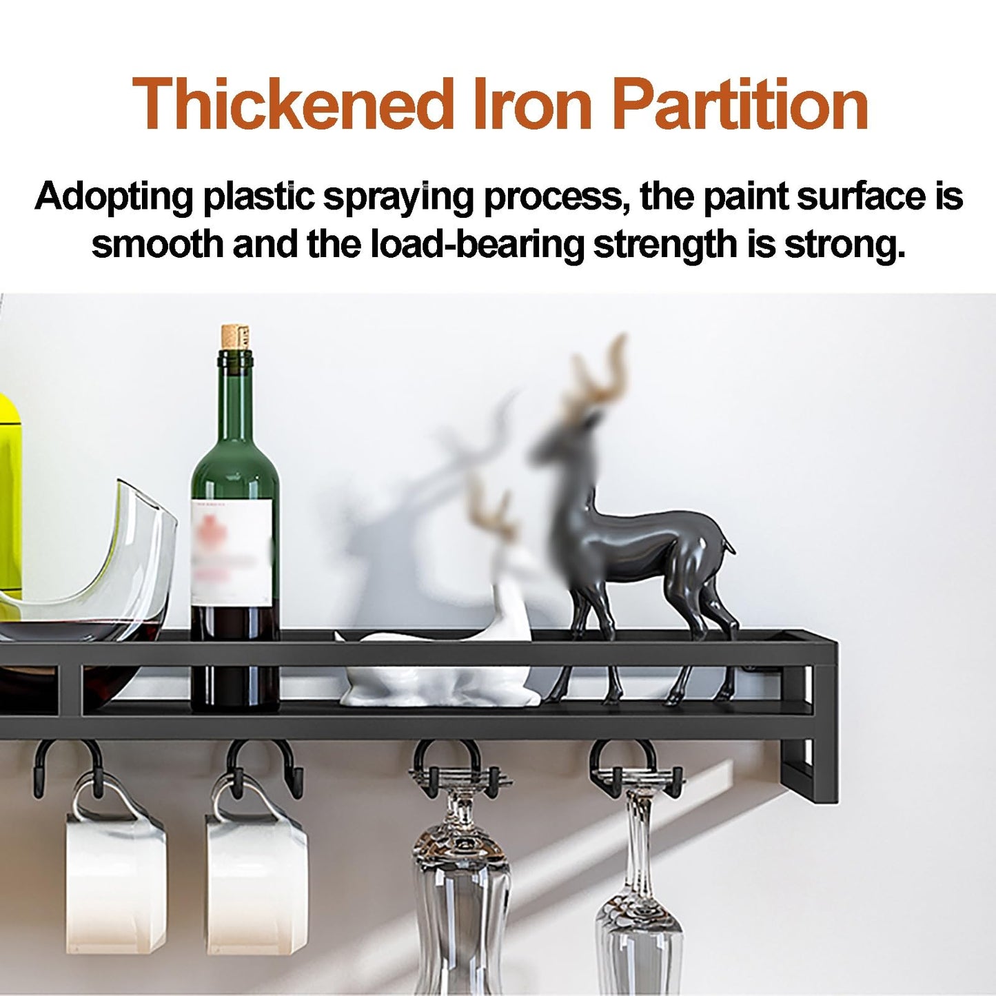 MISTRARA Wall Mounted Wine Rack Modern,Kitchen Storage Rack Wine Rack,Hanging Industrial Round Wine Racks,Bar Unit Floating Shelves,Glass Rack Iron Display Stand,for Cafe/Kitchen,Black,60x2