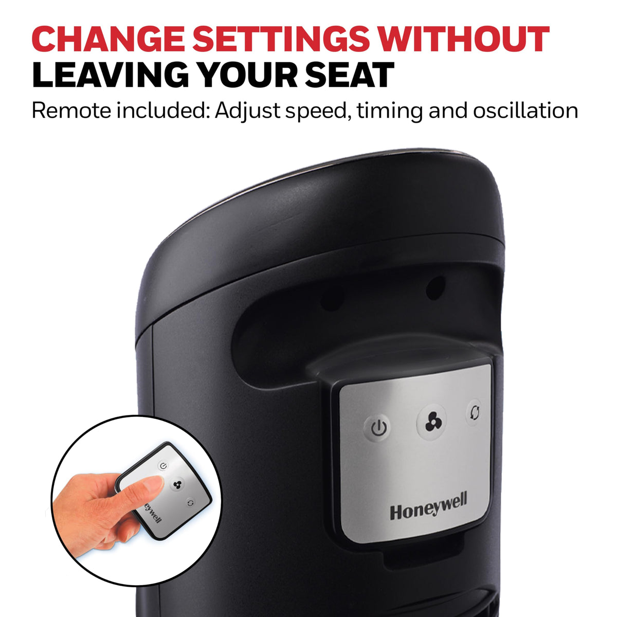 Honeywell QuietSet Whole Room Tower Fan, Oscillating Tower Fan with Remote, Black, HYF290B