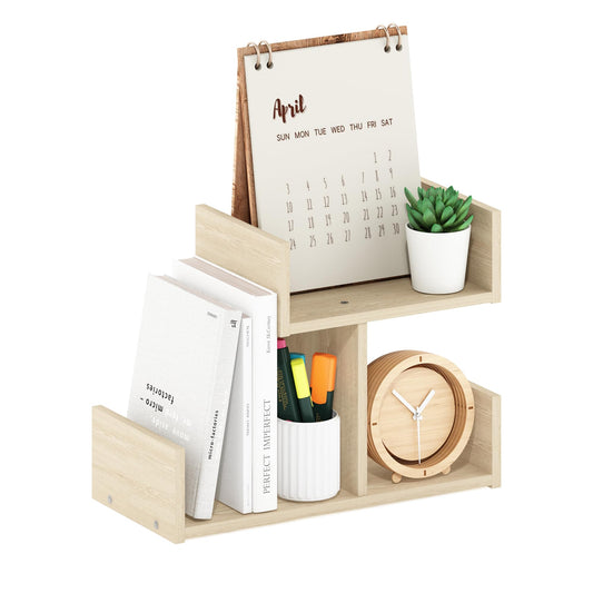 Furinno HERMITE Desk File Folder Organizers, 3-Shelf Desktop Office Organization Racks, Desk Top Display Book Shelf, for Paper, Office Supplies, Magazine, Bauhaus Oak