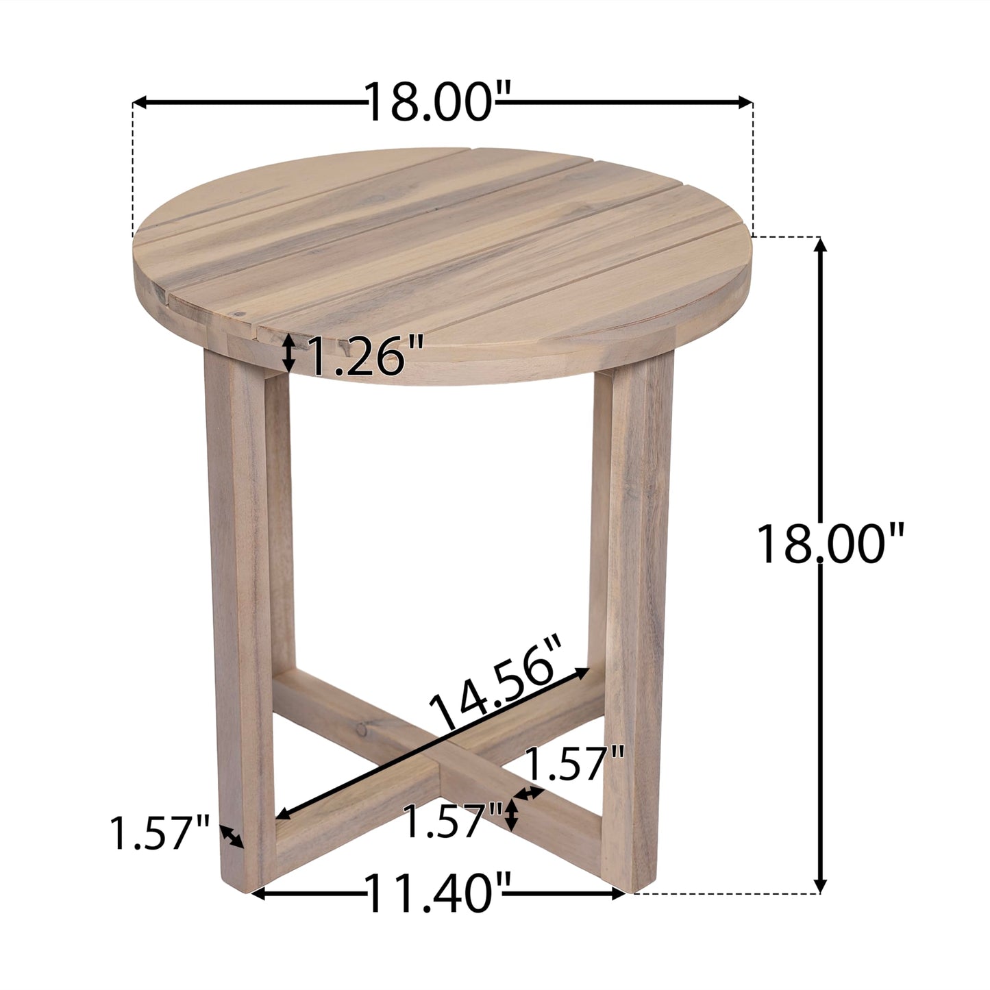 Christopher Knight Home Jara Outdoor Round Side Table, Slat Panel Small Coffee Table, Acacia Wood Side Desk for Backyard Balcony Garden, Weather Resistant Patio End Table, Light White