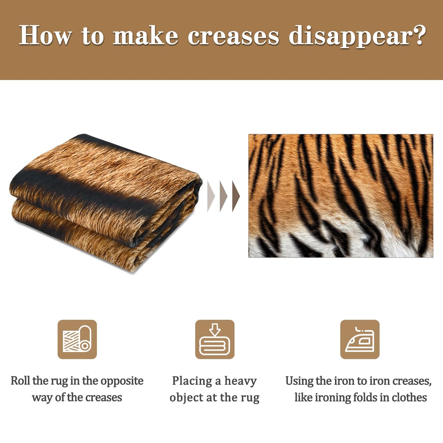 DweIke Tiger Rugs for Living Room, 4x6 Soft Faux Animal Tiger Print Area Rug, Washable Non-Slip Stain Resistant Throw Carpet for Dining Room Office Western Home Decor, Yellow