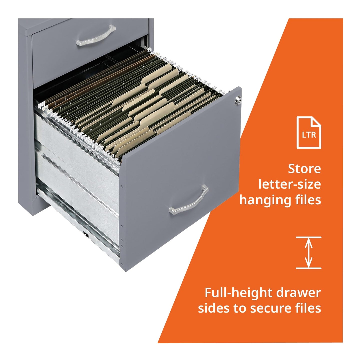 NuSparc 2 Drawer Locking Filing Cabinet | Pre-Assembled Steel Construction | Low-Profile Design is Perfect for Home and Small Office | Letter-Size | Assembled in USA
