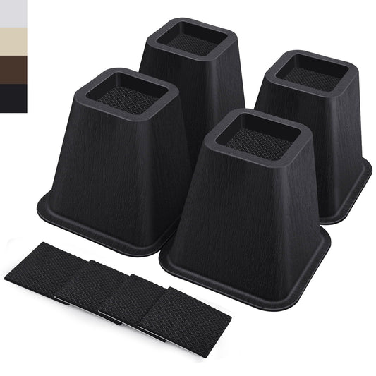 ANNKUT 6 Inch Heavy Duty Bed Risers, Furniture Risers for Desk, Chair, Table or Sofa, Couch Lift Risers, Supports up to 2200 lbs per Leg(4 Pack Black)
