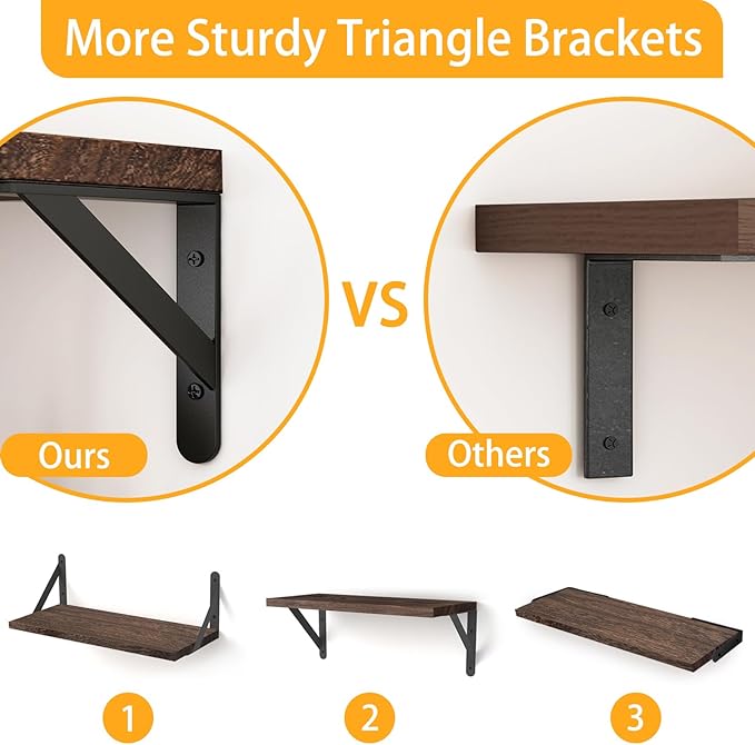 Fixwal Floating Shelves for Wall, Wood Wall Mounted Shelves for Bedroom