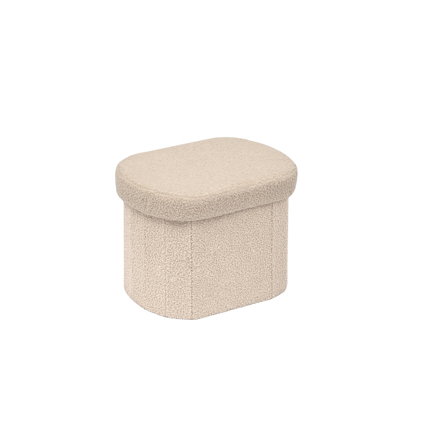 B FSOBEIIALEO Storage Ottoman for Dorm Room, Boucle Folding Storage Ottoman Foot Rest, 16.14 Inches Small Collapsible Ottoman Cube for Living Room Beige