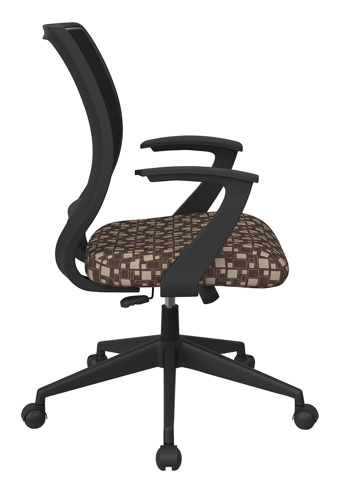 Office Star EM Series Screen Back Office Computer Task Chair with Lumbar Support and Designer T Arms, City Park Walnut Fabric
