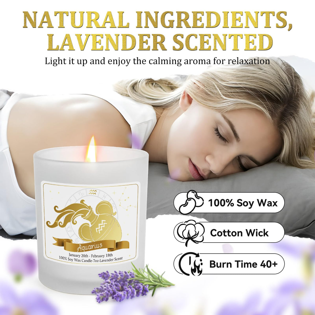 Aquarius Gifts for Women,Zodiac Scented Candles with Crystals and Healing Stones,Aquarius Gifts for Birthday,Graduation,Retirement,Meditation Yoga.Best Gift for Her,Mom,Sister,Teacher,Friends