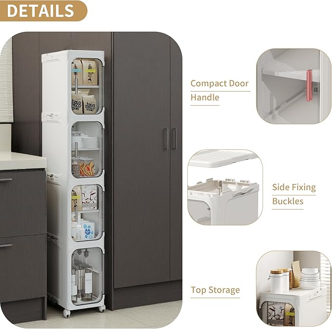 2-Tier Narrow Storage Cabinet, Slim Bathroom Storage Cabinet