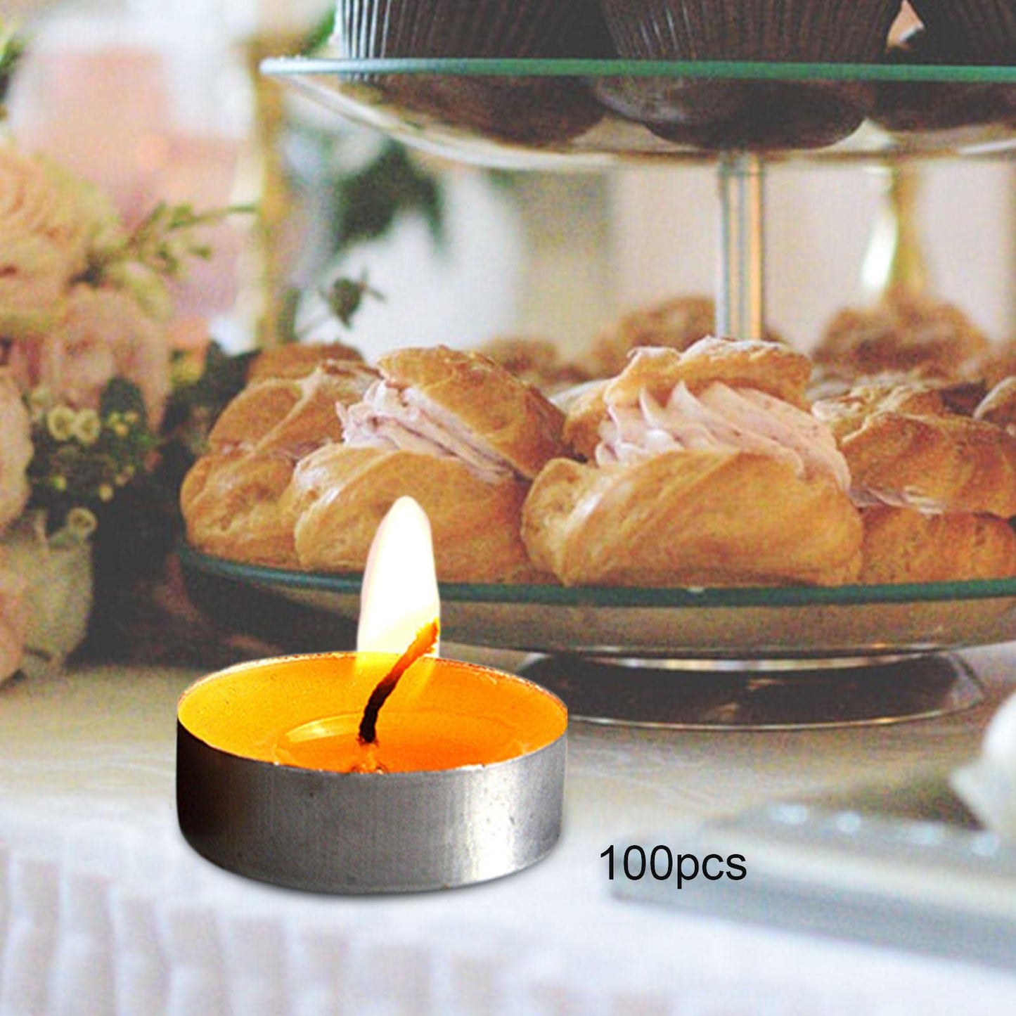 Gcljlmy 100x Smokeless Round Candles 1H Long Burning Tea Light Tibetan Buddhist Church Tealight Ghee Butter Lamp Candles for Meditation Wedding Rituals Altars (Yellow)