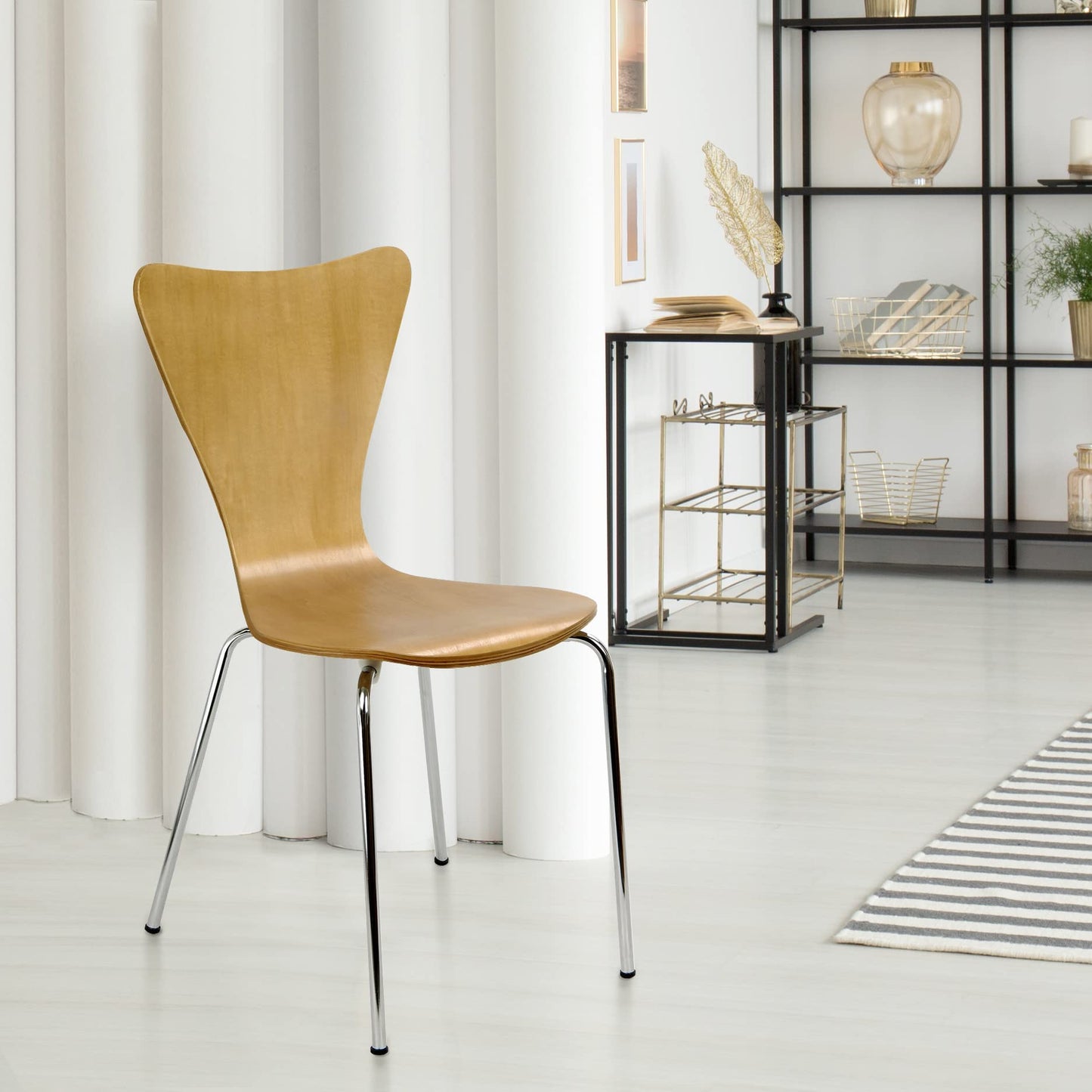 Legaré Furniture Modern Ergonomic Bent Plywood Chair for the Home, Office, or Work Space, Natural Beige