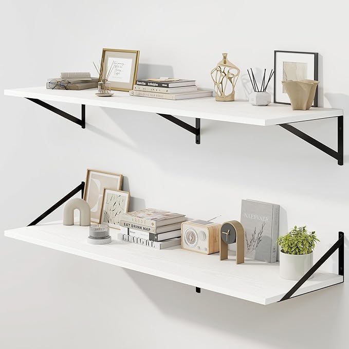 Fun Memories Floating Shelves for Wall, 12 Inch Deep Floating Shelves Set of 2