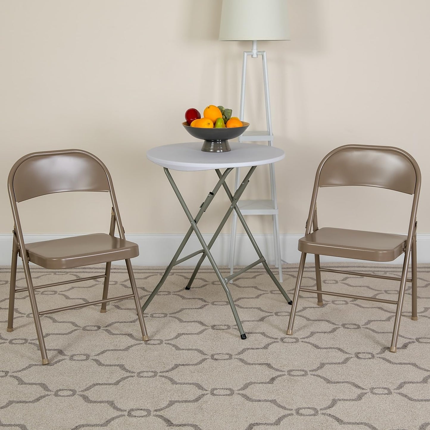 Flash Furniture 2 Pack HERCULES Series Double Braced Beige Metal Folding Chair