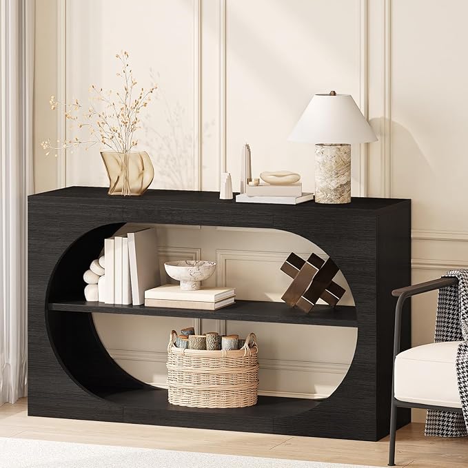 55-Inch Entryway Table with Storage, 3-Tier Console Tables, Behind Couch Table