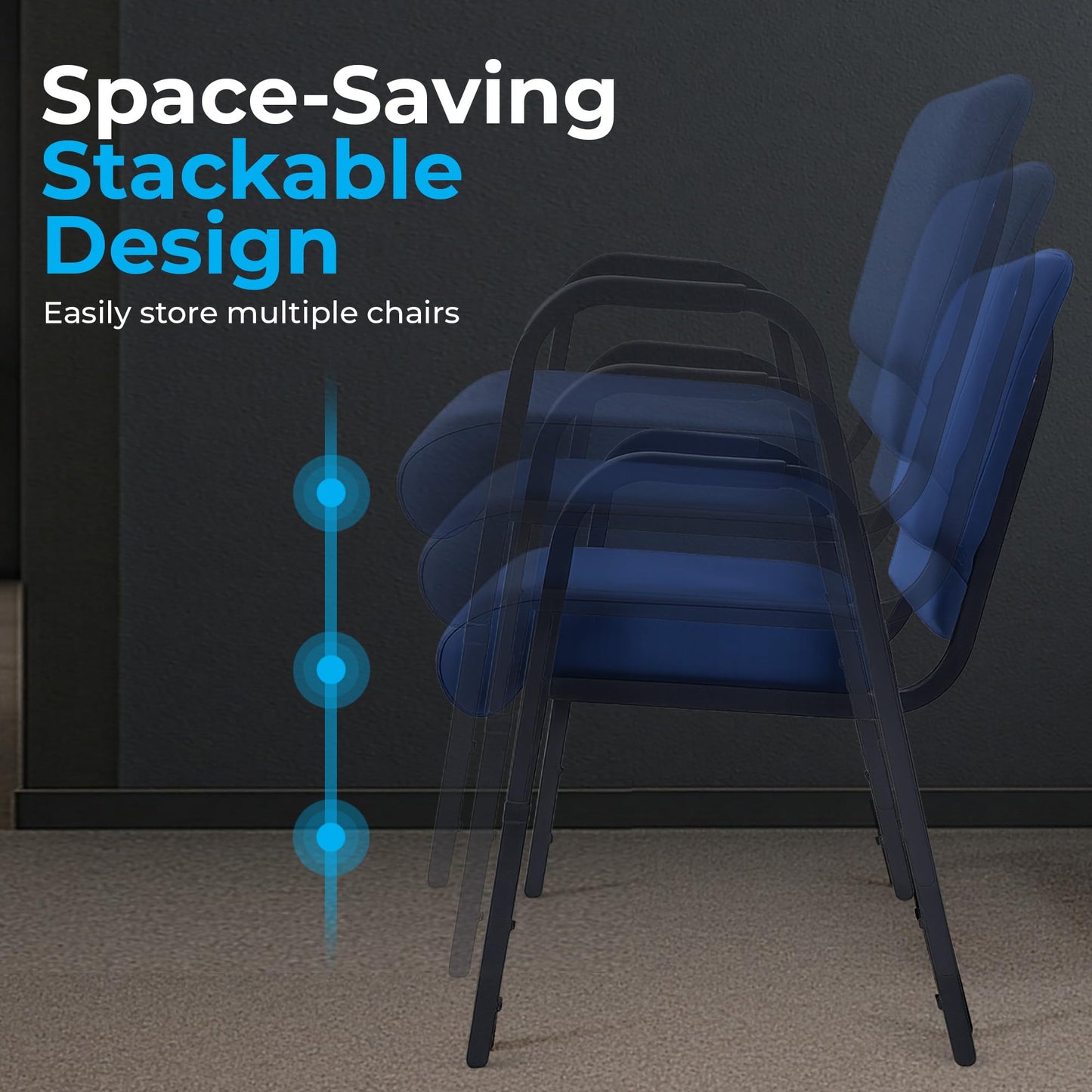 ANTAKIPRO Stationary Office Chair - Ergonomic Guest Chair with Waterfall Cushion Seat, Back Card Pocket & Armrests, Backrest Incline, Stackable Design, Suitable for Reception & Waiting Rooms