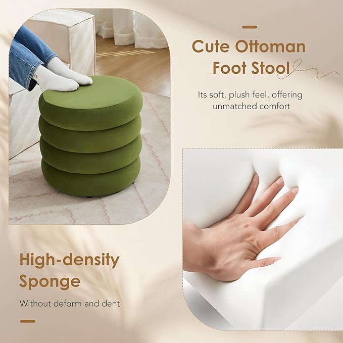 Flouki 19.5" Storage Ottoman Round, Vanity Stools