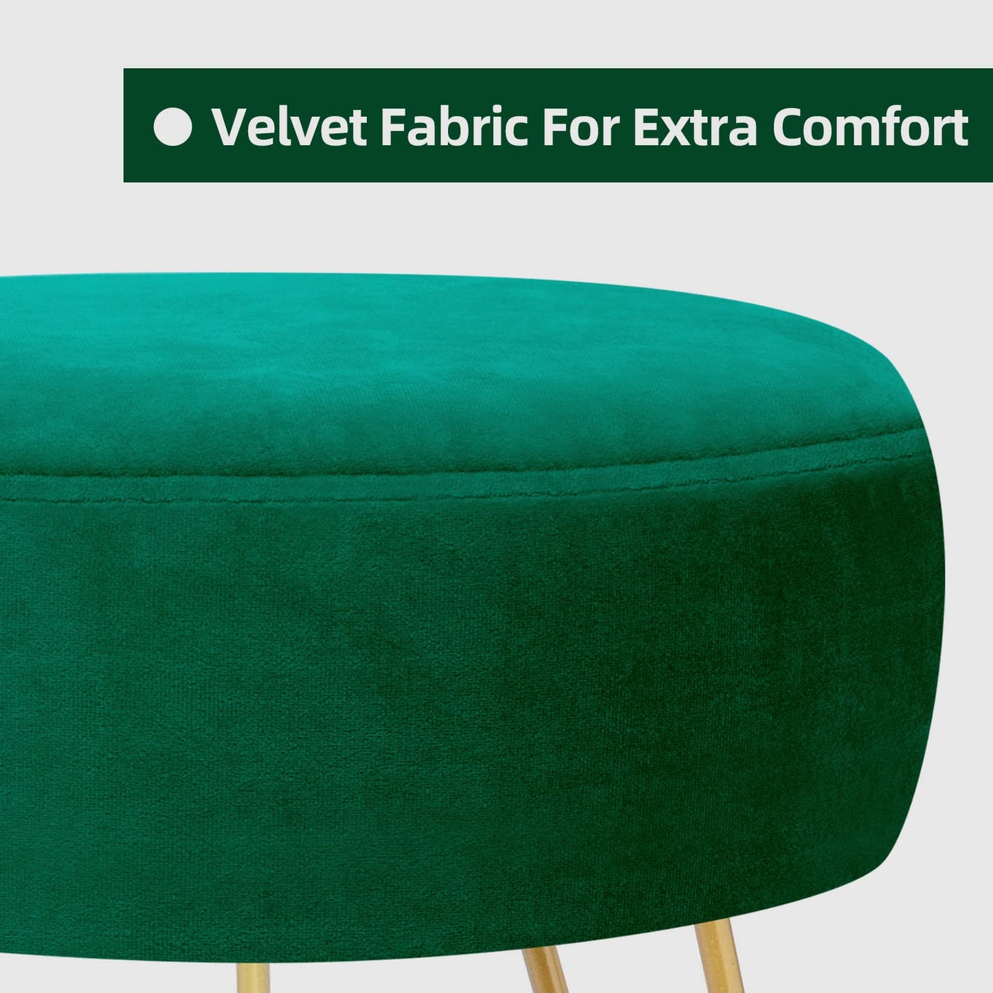 YOONIC Velvet Soft Modern Vanity Footstool -Round Footrest Stool Ottoman Side Table Seat Dressing with Golden Metal Leg and Sponge Filling,Upholstered Foot Rest, for Living Room and Bedroom Teal