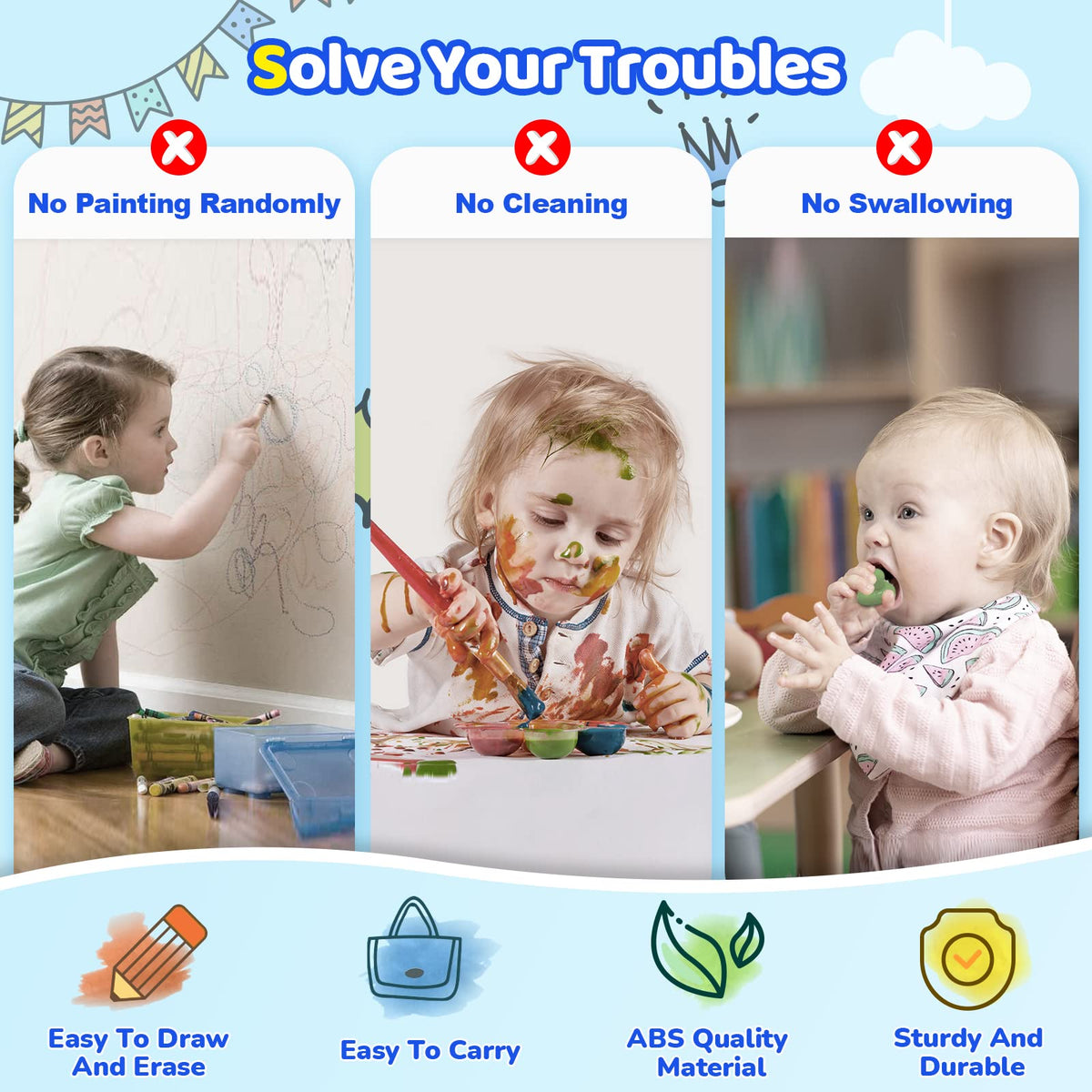 Kikidex Magnetic Drawing Board, Toddler Girl Toys for 1-3 Year Old, Doodle Board Pad Learning and Educational Toys for 1 2 3 Year Old Baby Kids Birthday Gift (Light Blue)