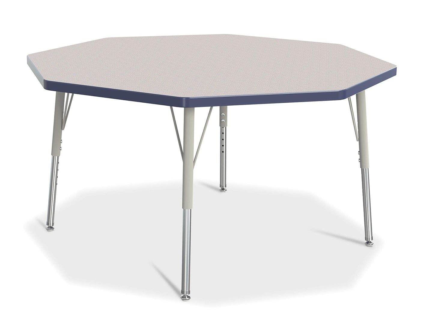 Jonti-Craft Berries 6428JCE112 Octagon Activity Table, E-Height (15"-24" Adjustable Height), 48" x 48", Gray/Navy/Gray