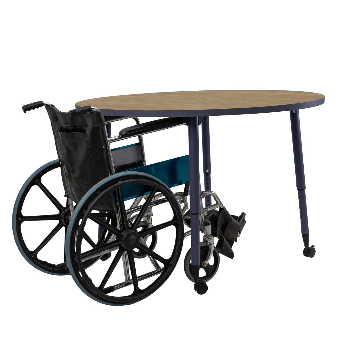 Adapte Commercial Classroom Activity Table - 48" Round, ADA Compliant Tapered Legs with Glides & Casters, Adjustable Height 22-34" Wheelchair Accessible, School & Office Furniture