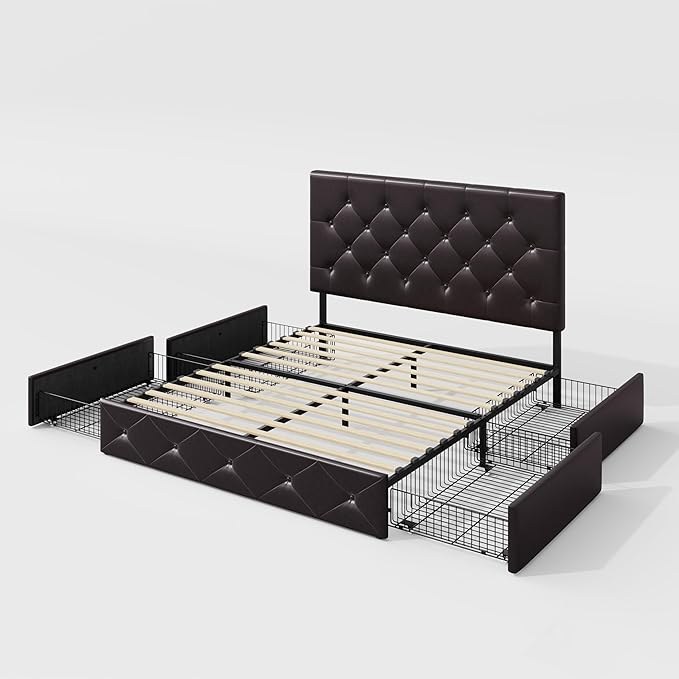 Allewie Upholstered Queen Size Platform Bed Frame