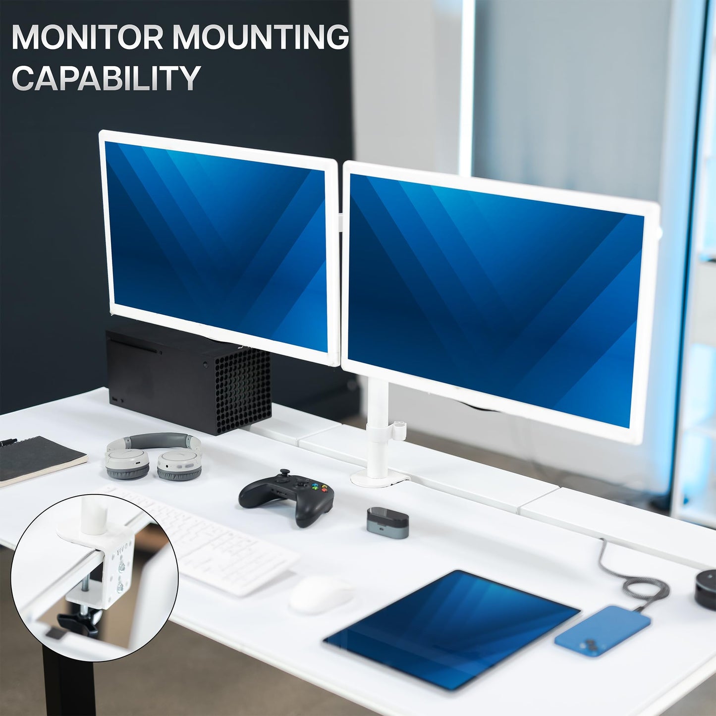 VIVO Universal 60 x 30 inch Table Top with Built-in Concealed Cable Trays for Standard and Sit to Stand Height Adjustable Home and Office Desks, Full Size Mouse Pad, White Desktop, DESK-TOP3-W