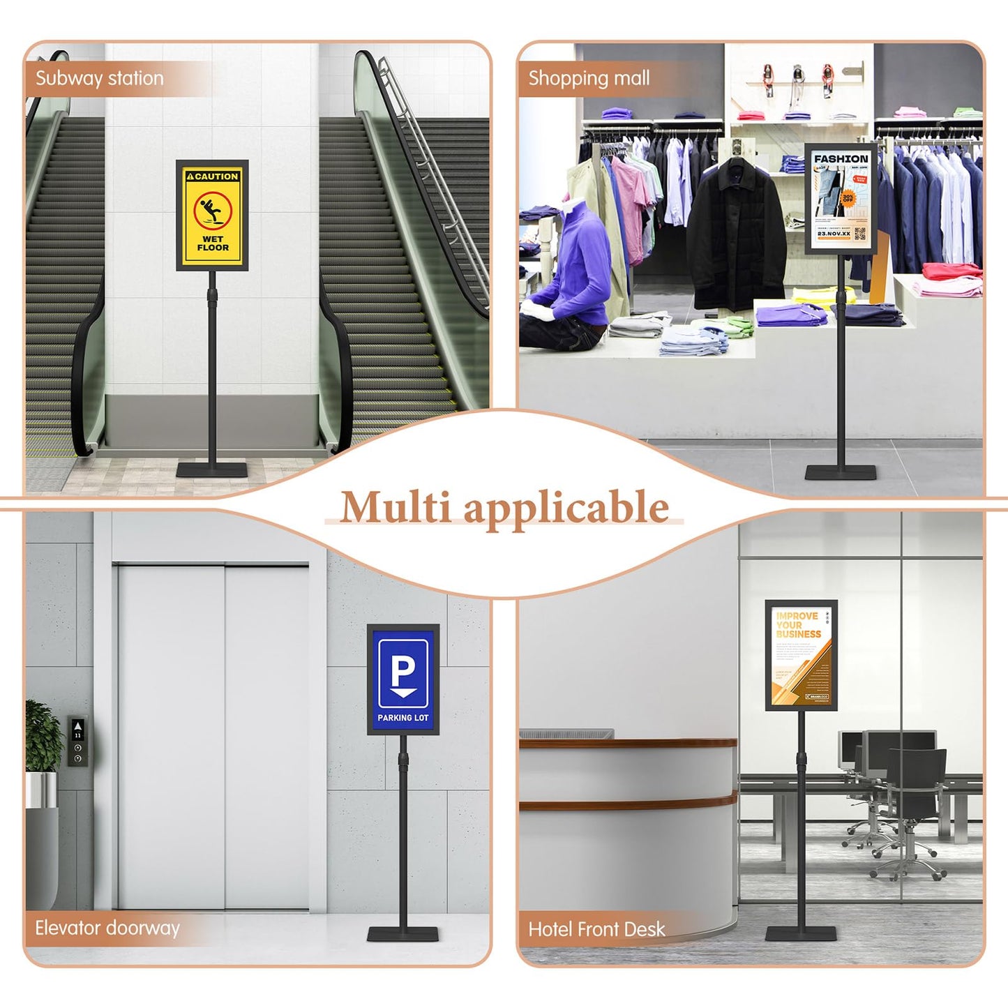 Relx Standing Sign Holder 11 x 17, Adjustable Pedestal Sign Stand, Double-sided Floor Signage Stands for Outdoor Indoor Poster Display