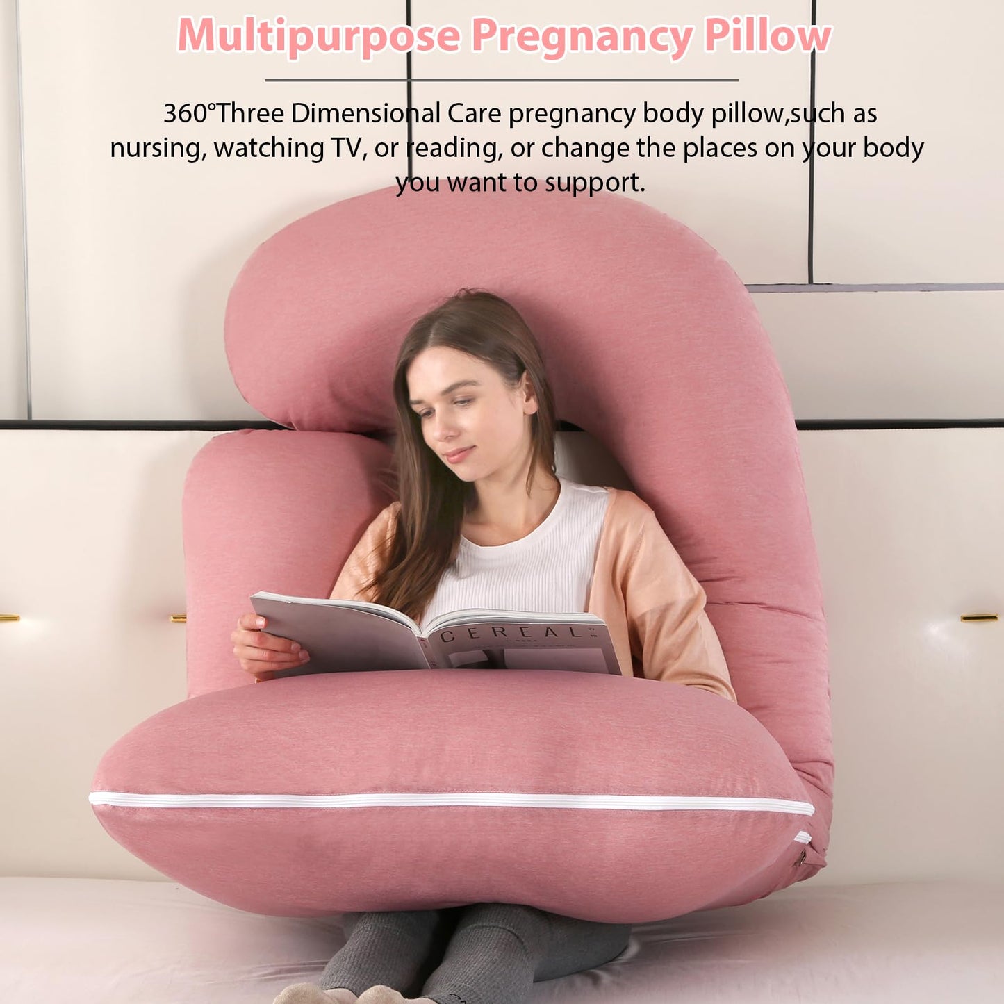 BATTOP Pregnancy Pillow for Sleeping,Maternity Pillow with Cooling Removable Cover,Support for Back,Legs,Belly,Hips for Pregnant Women,Body Pillows for Adults,Pregnancy Must Haves