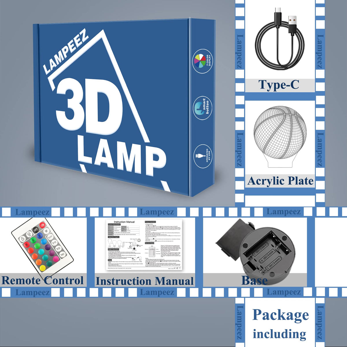 Lampeez Basketball Night Light Kids 3D Optical Illusion Lamp with 16 Colors Changing Remote Control Birthday Xmas Valentine Gifts Idea for Sport Fan Boys Girls
