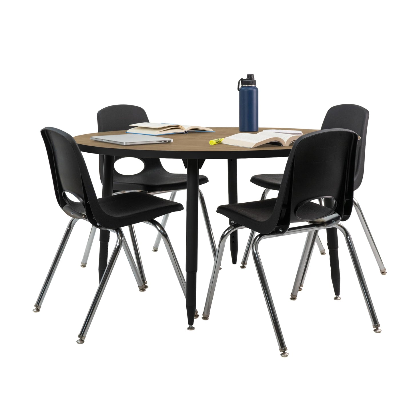 Adapte Commercial Classroom Activity Table - 48" Round, ADA Compliant Tapered Legs with Glides & Casters, Adjustable Height 22-34" Wheelchair Accessible, School & Office Furniture