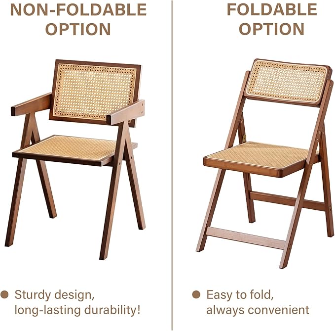 Furlide Rattan Accent Chairs, Modern Mid Century Dining Chairs Set of 2