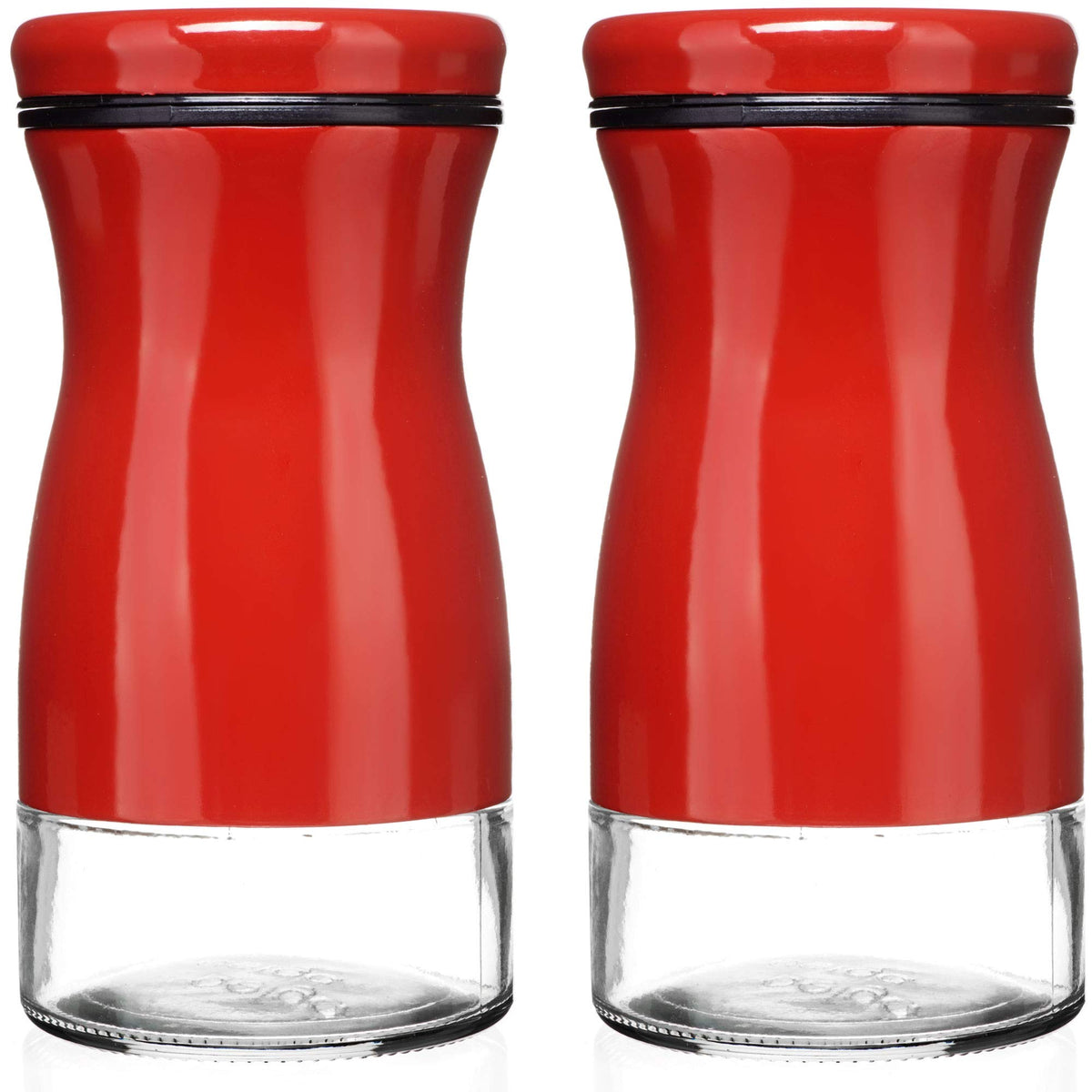 Salt and Pepper Shakers Set with Adjustable Pour Holes by CHEFVANTAGE - Red