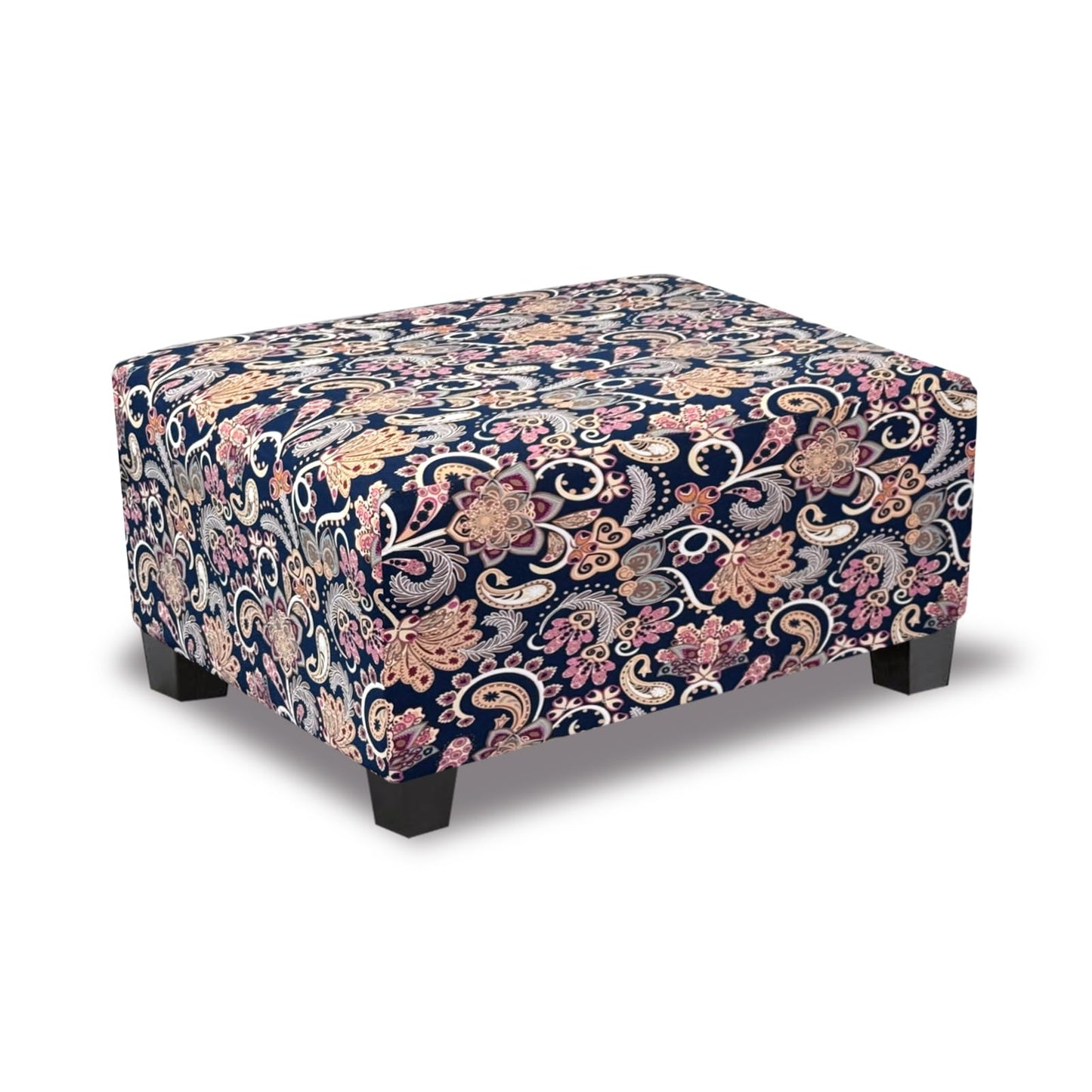 TOPHMDECOR Ottoman Cover Rectangle Printed,Stretch Footstool Slipcover with Elastic Bottom,Soft Fabric Protector for Rectangular Ottoman in Living Room or Bedroom,Medium,Flower H