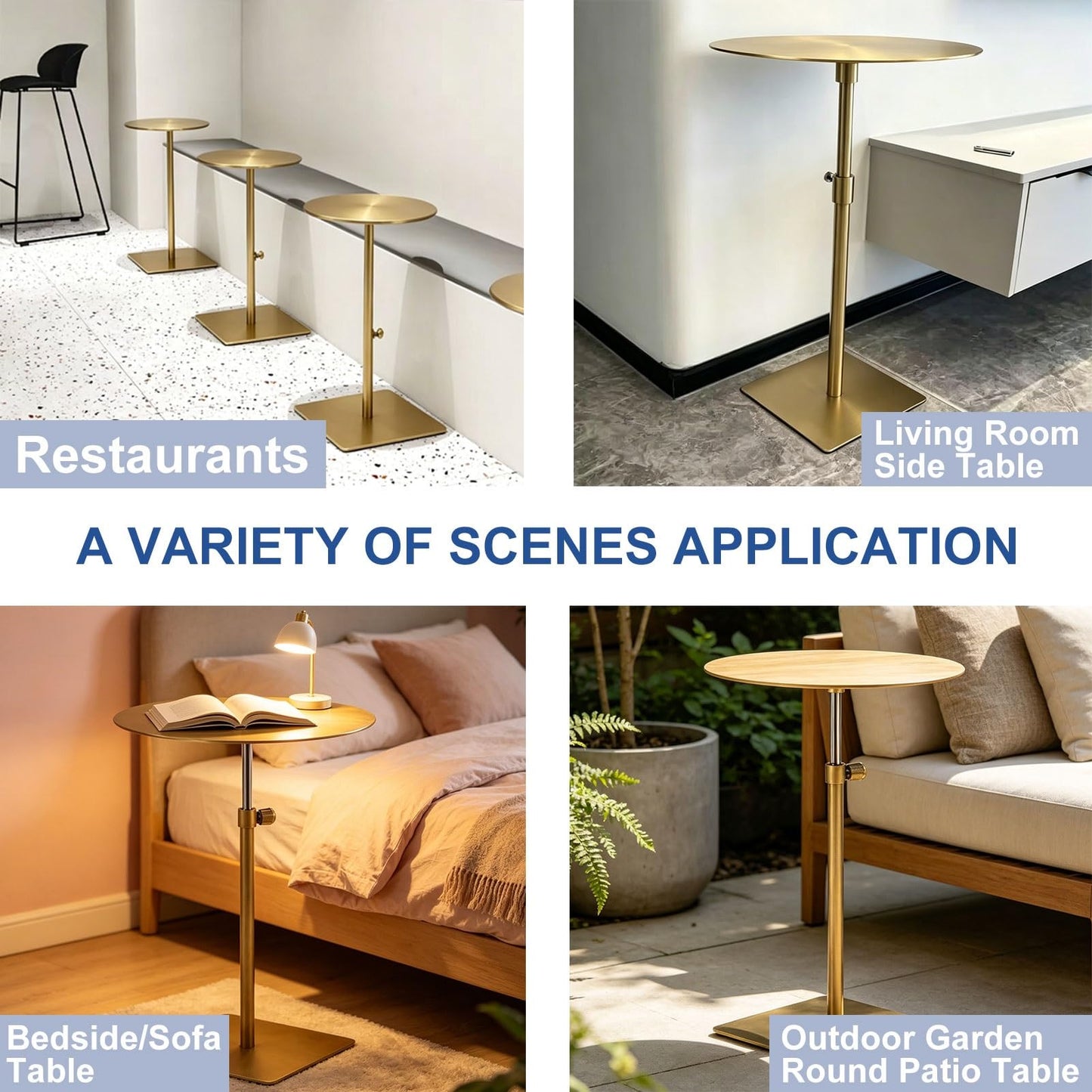 Modern Stainless Steel Round Dining Table, 50cm Small Metal Table for Kitchen, Outdoor Cafes & Restaurants, Stylish Breakfast & Dessert Table for Commercial Use