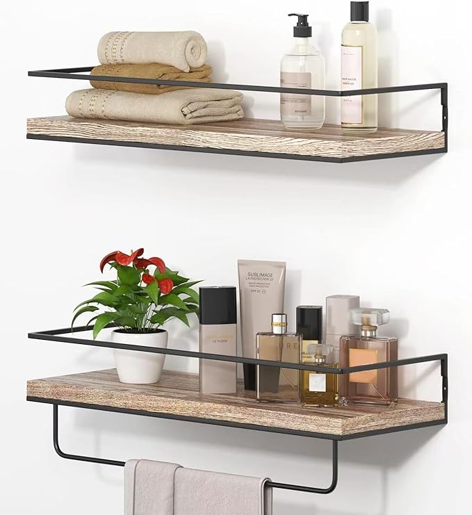Shario Rustic Wood Floating Shelves