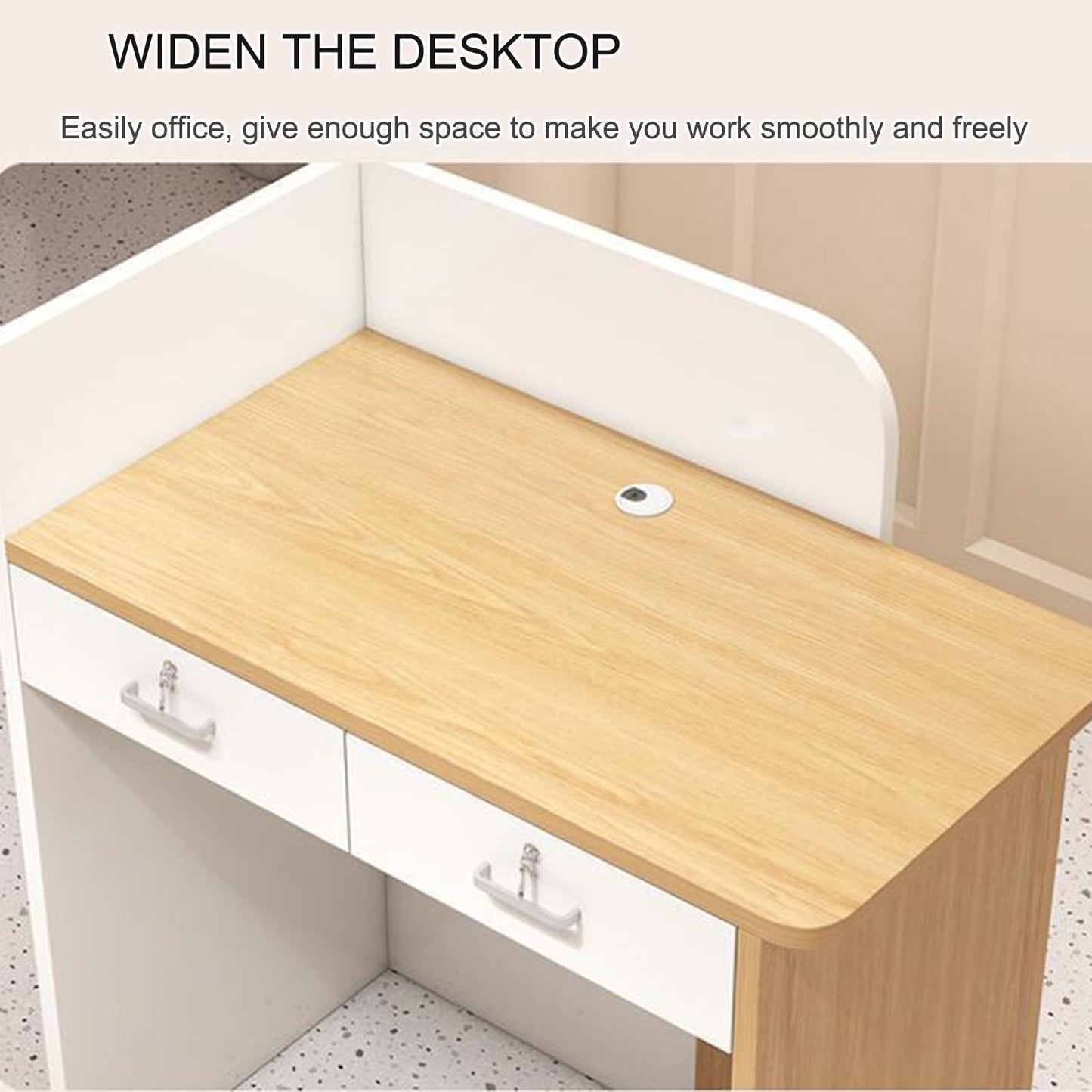 Retail Checkout Counter with LED Lights, Lockable Drawer - Modern Reception Desk for Supermarket, Convenience Store, Hotel Lobby, Office